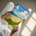 Newquay Travel Poster - A4 print held in hand