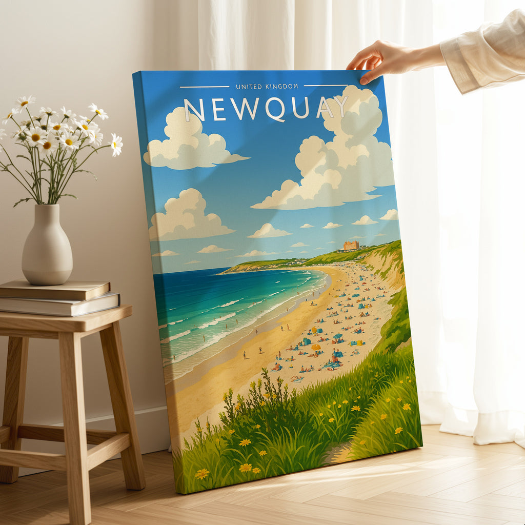 Newquay Travel Poster as a gallery-wrapped canvas