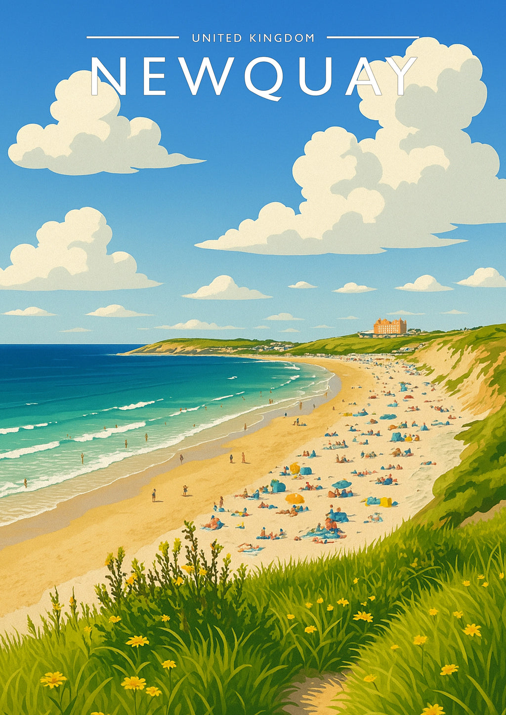 Newquay Travel Poster - A4 travel poster print