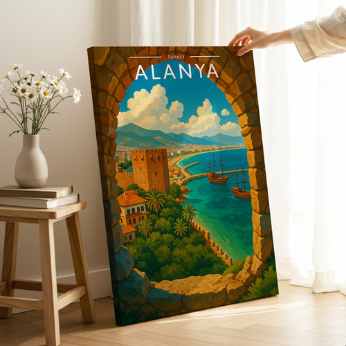 Alanya Travel Poster as a gallery-wrapped canvas