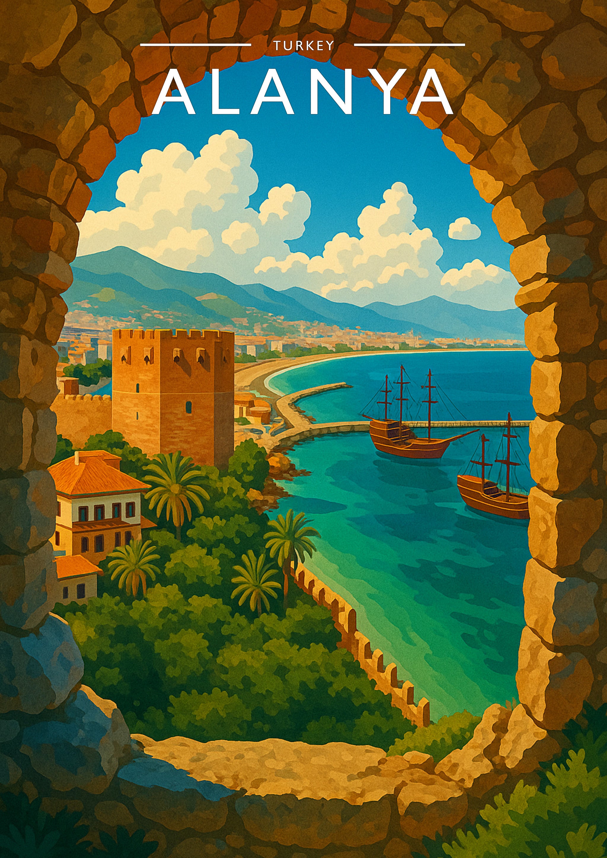 Alanya Travel Poster - A4 travel poster print