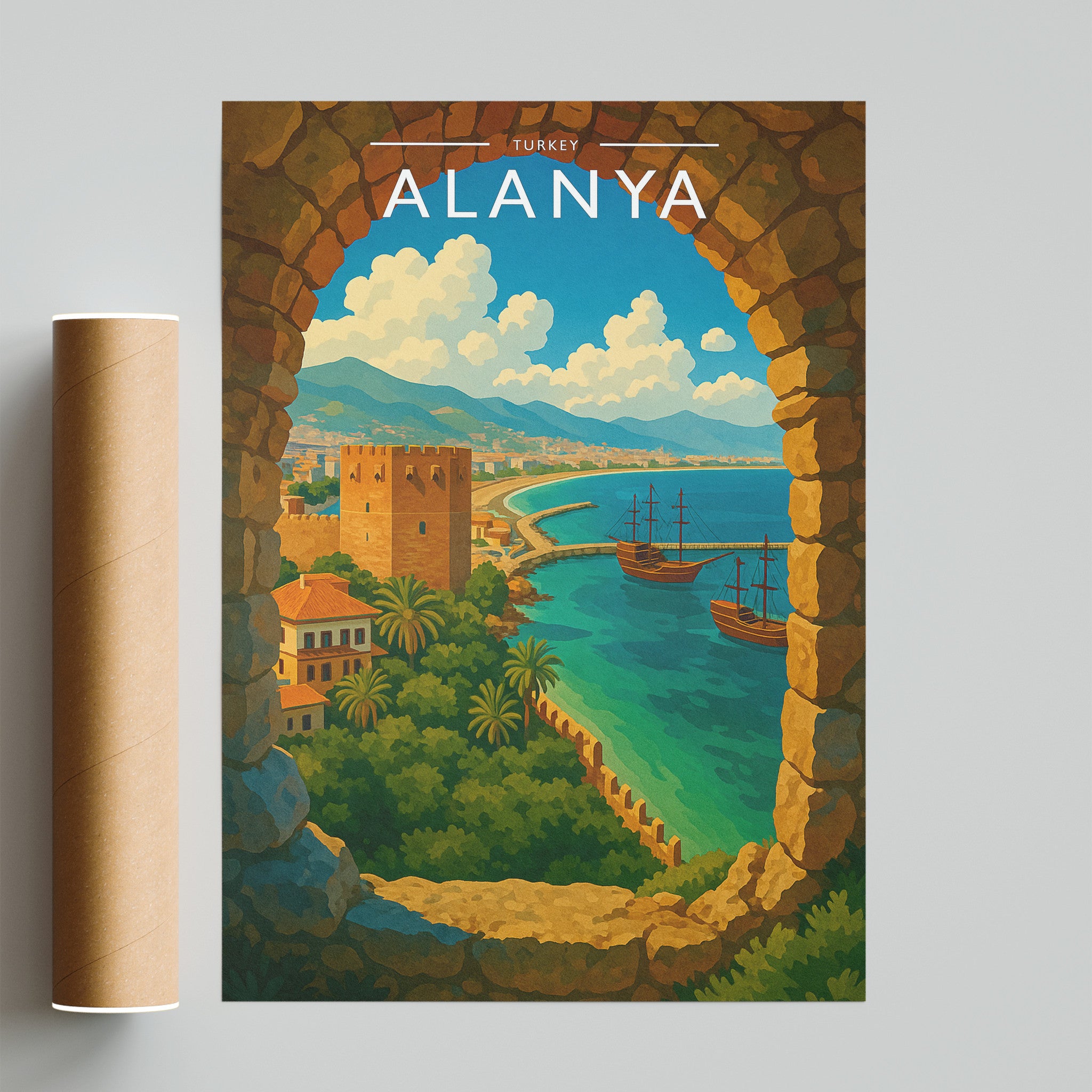 Alanya Travel Poster - fine art print with shipping tube