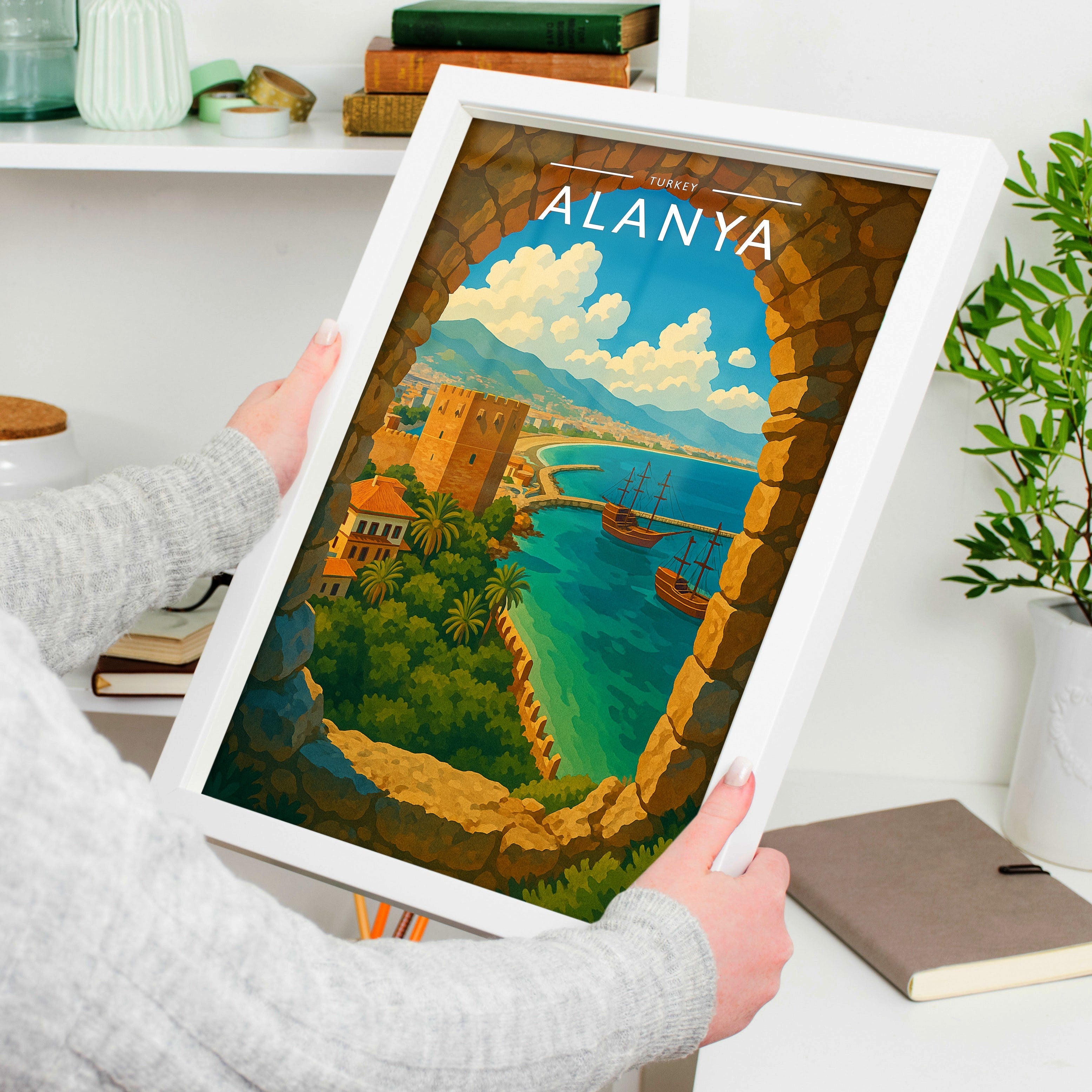 Alanya Travel Poster held in a white frame