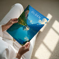 Olden Travel Poster - A4 print held in hand