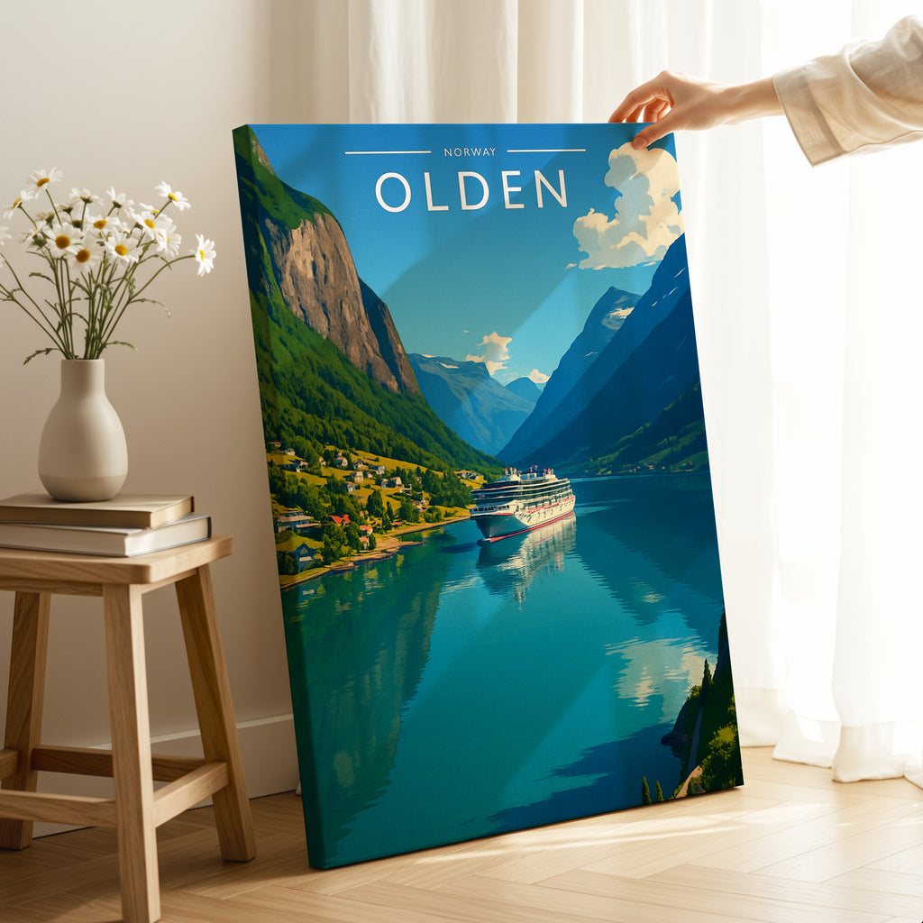 Olden Travel Poster as a gallery-wrapped canvas