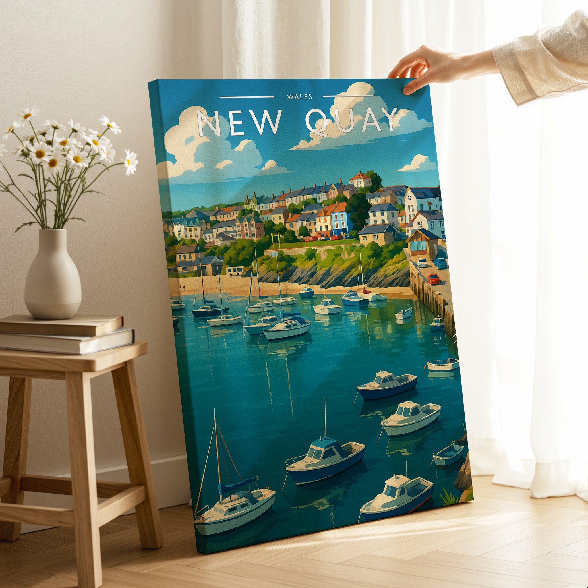 New Quay Travel Poster as a gallery-wrapped canvas