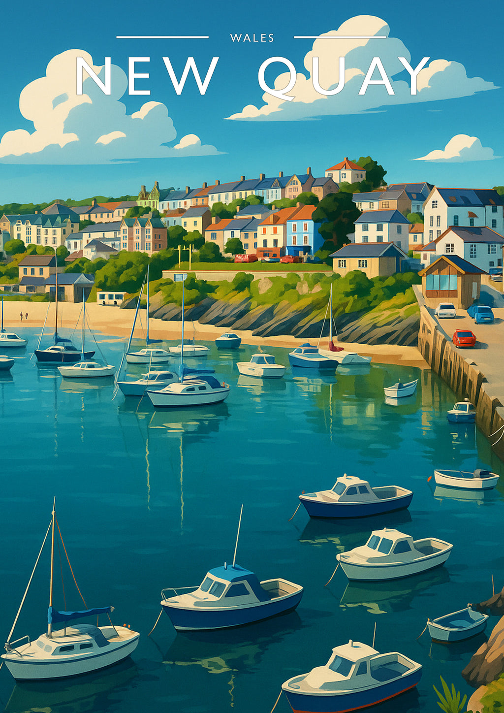 New Quay Travel Poster - A4 travel poster print