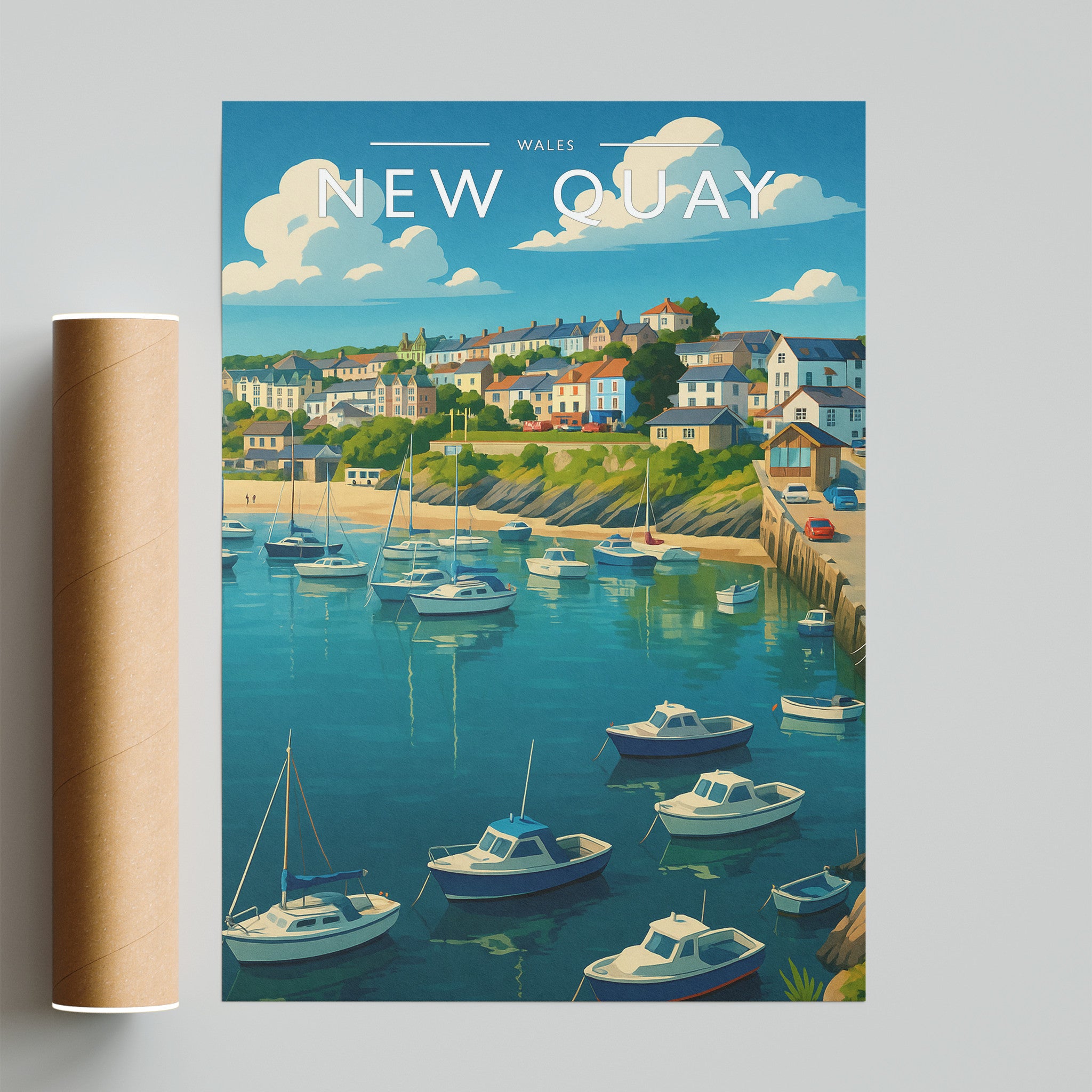 New Quay Travel Poster - fine art print with shipping tube
