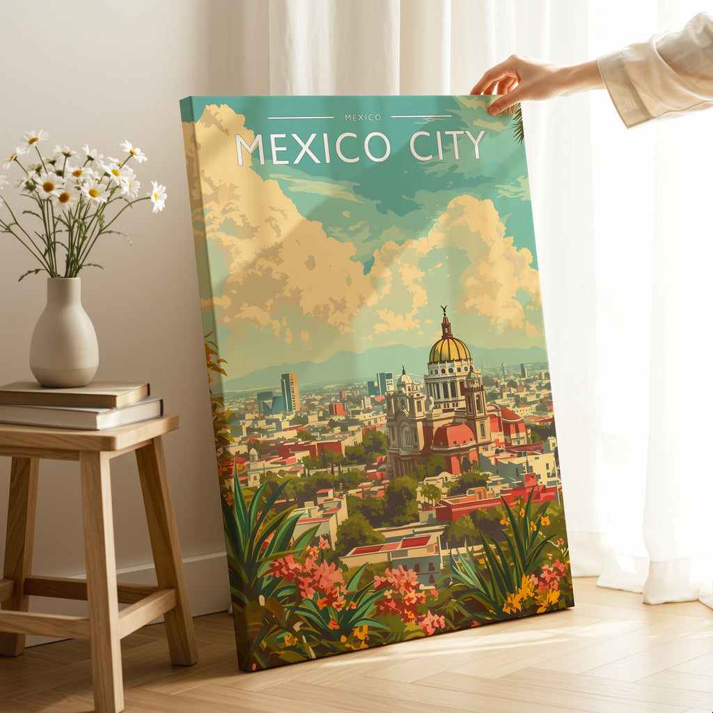 Mexico City Travel Poster as a gallery-wrapped canvas