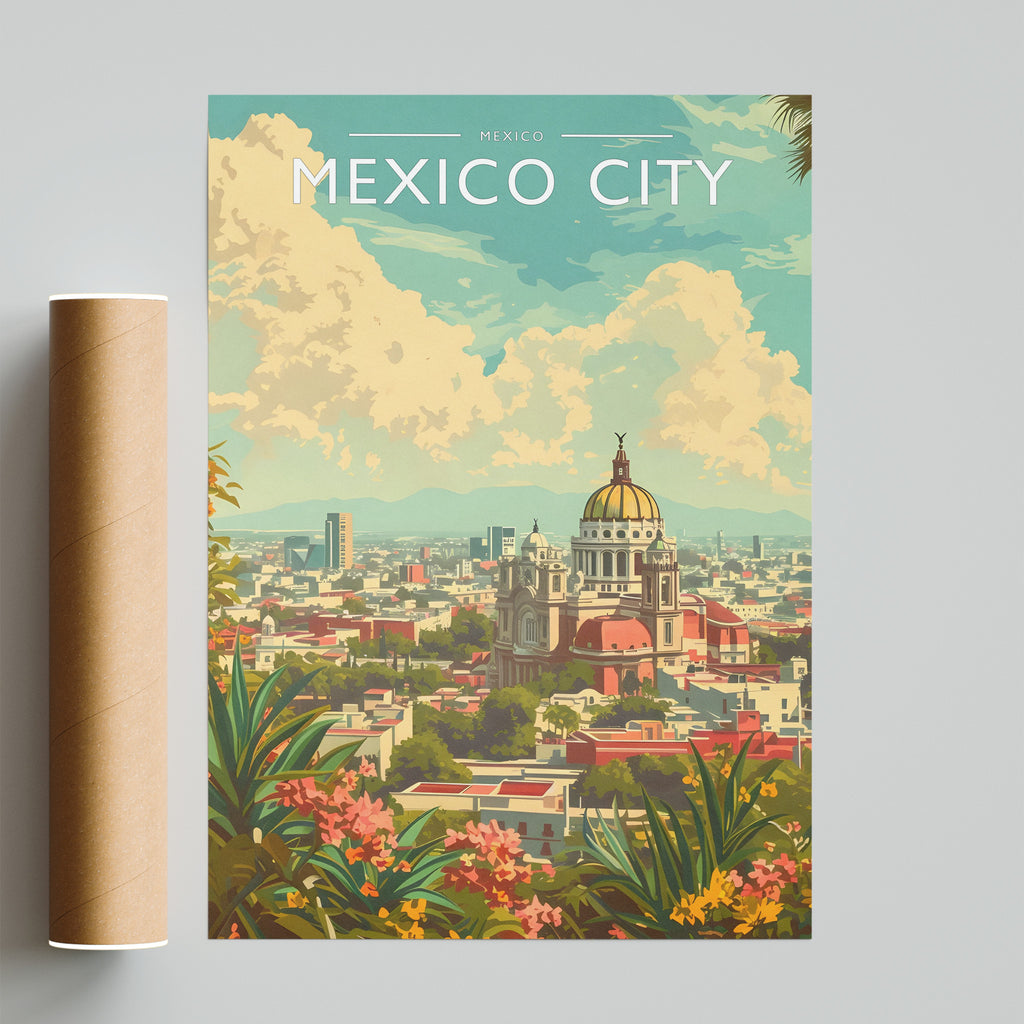 Mexico City Travel Poster - fine art print with shipping tube
