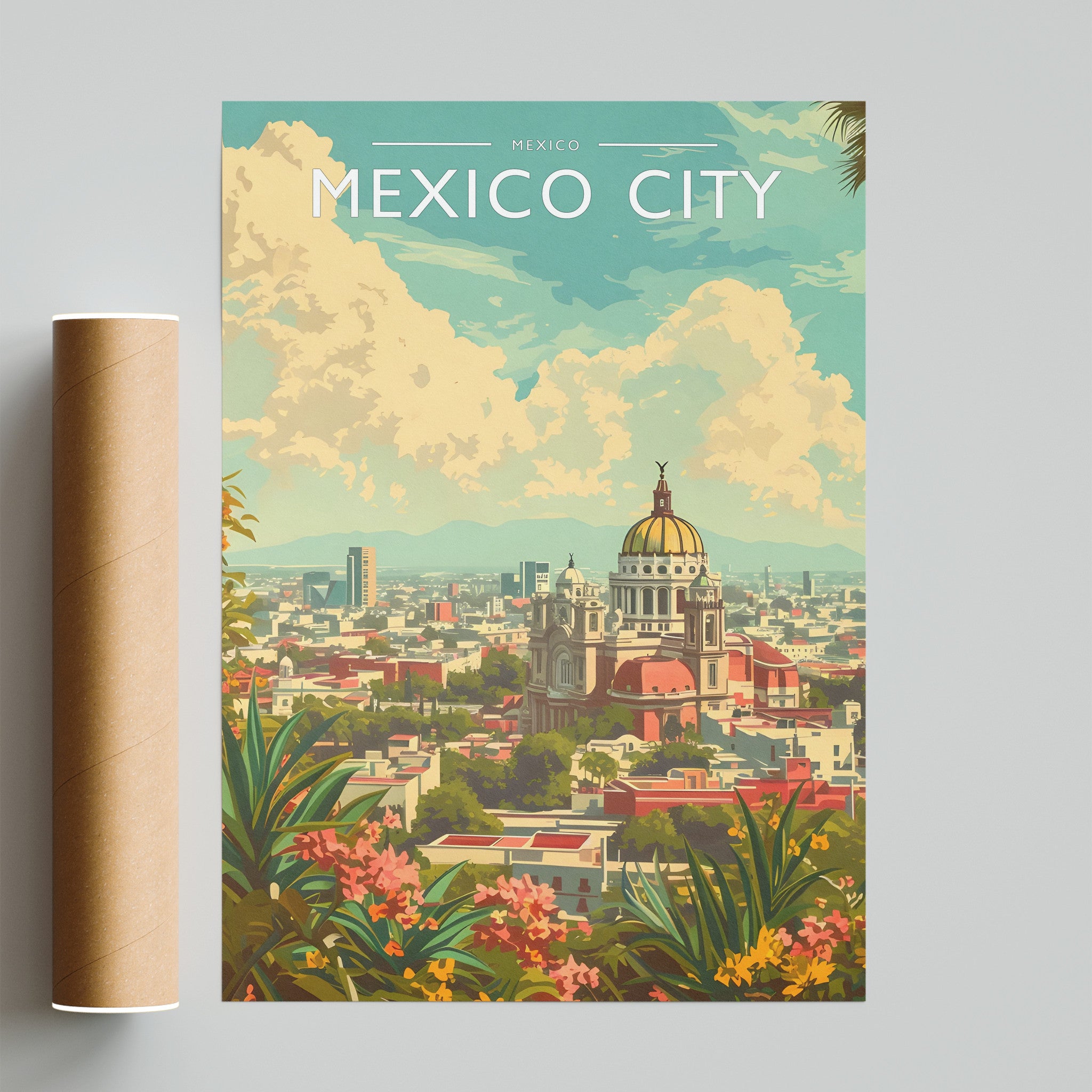 Mexico City Travel Poster - fine art print with shipping tube