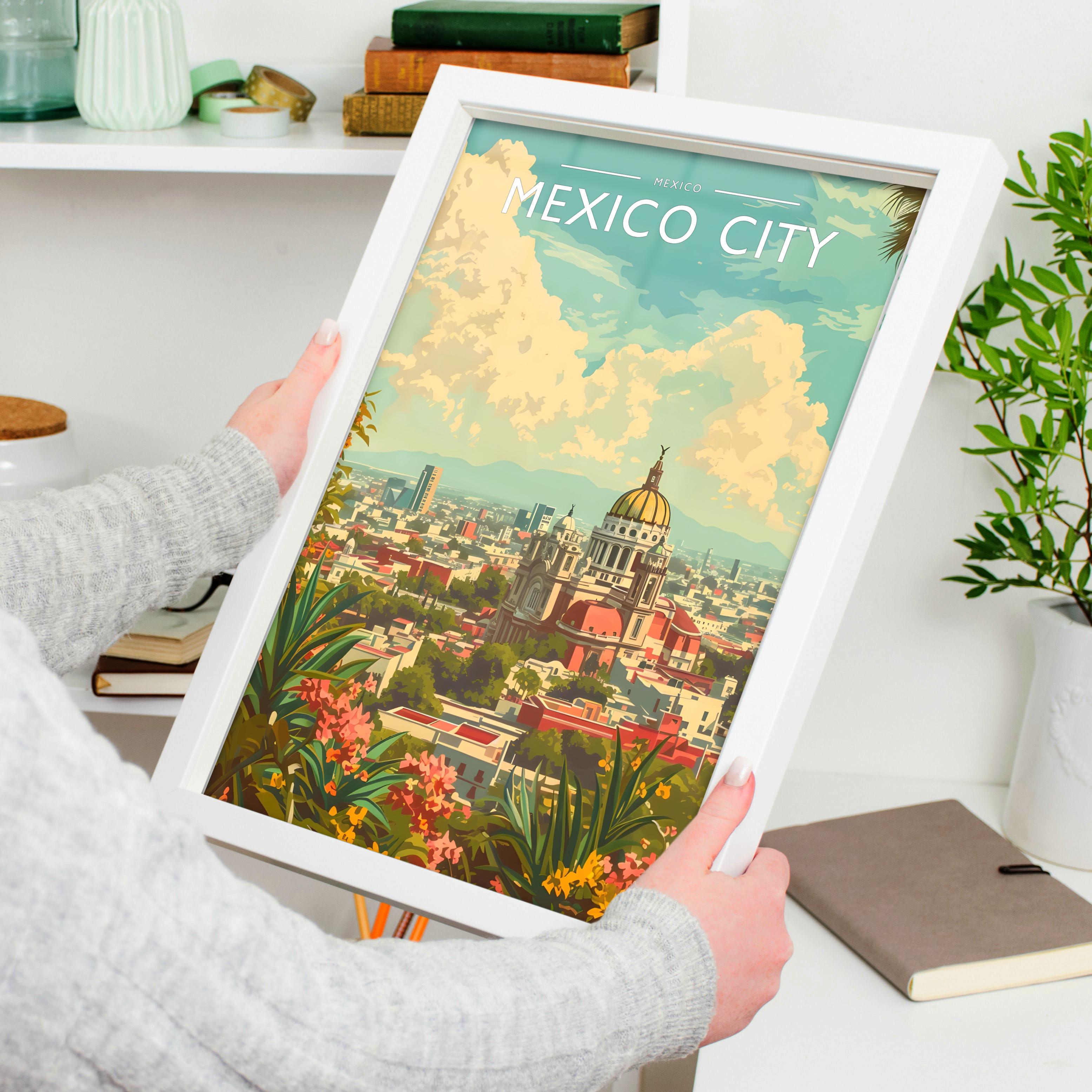 Mexico City Travel Poster held in a white frame