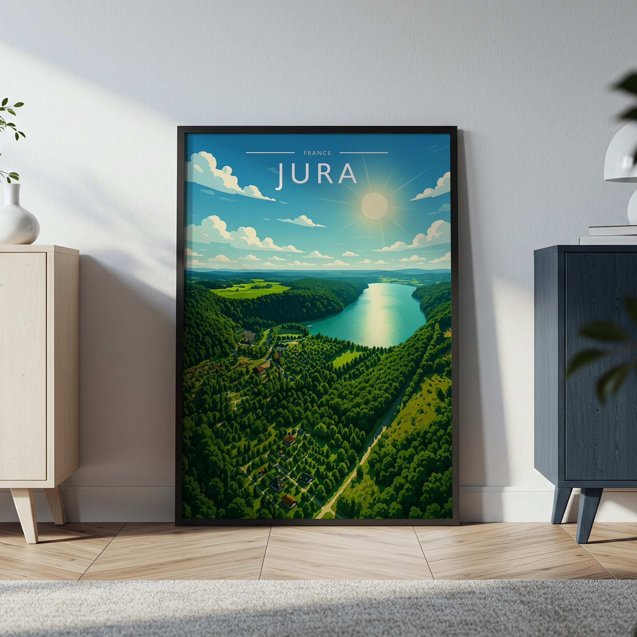 Jura Travel Poster in a black frame