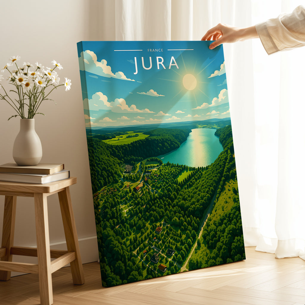 Jura Travel Poster as a gallery-wrapped canvas