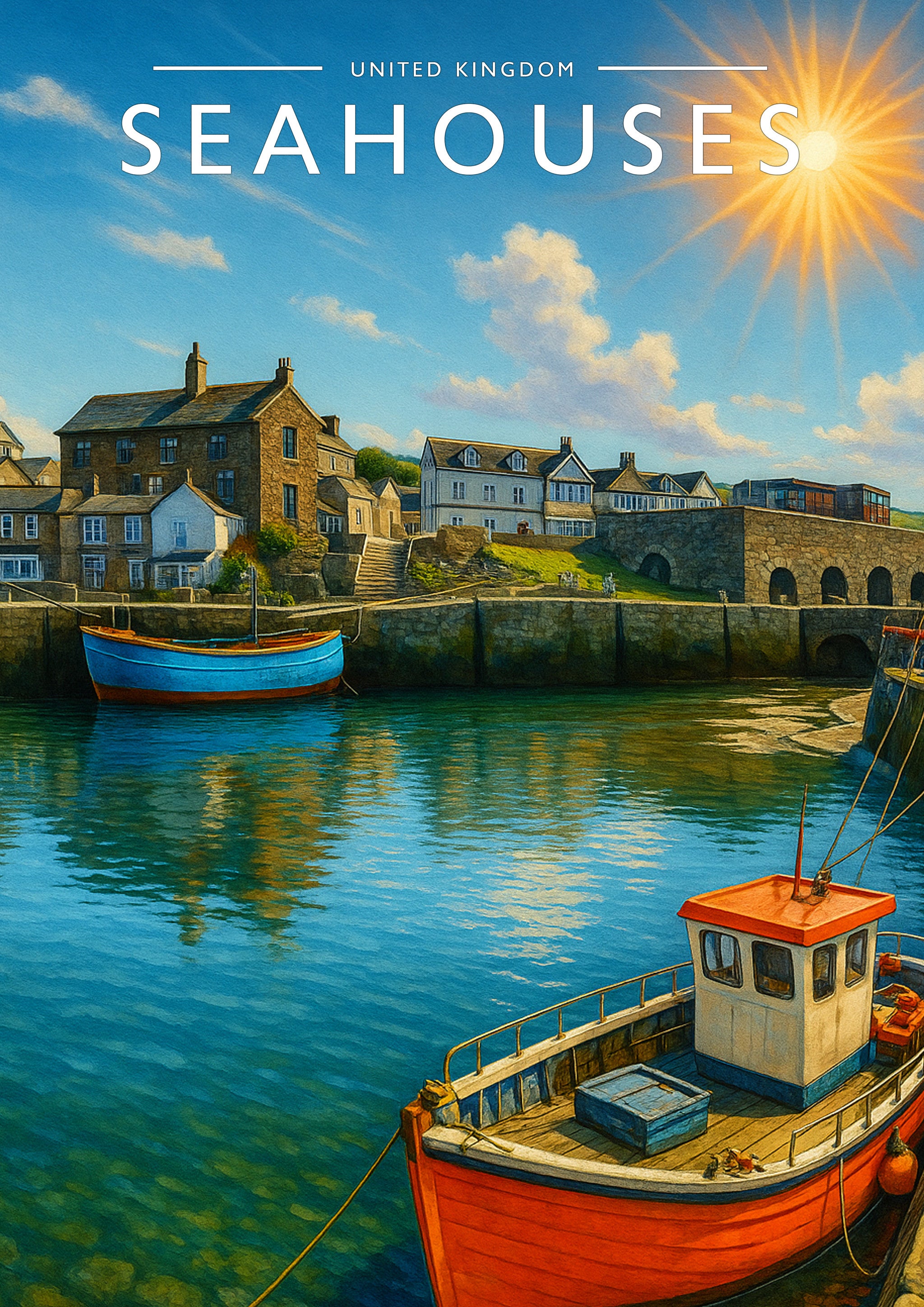 Seahouses Travel Poster - A4 travel poster print