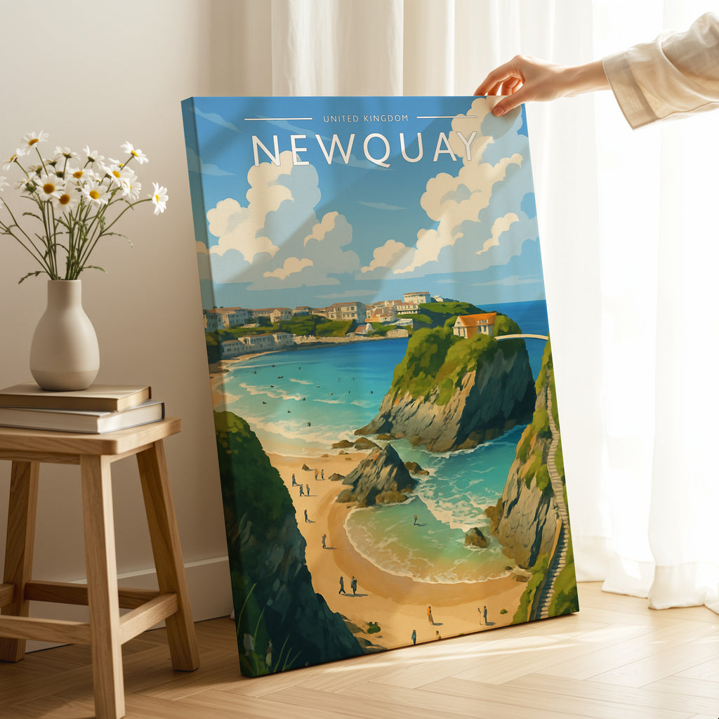 Newquay #2 Travel Poster as a gallery-wrapped canvas