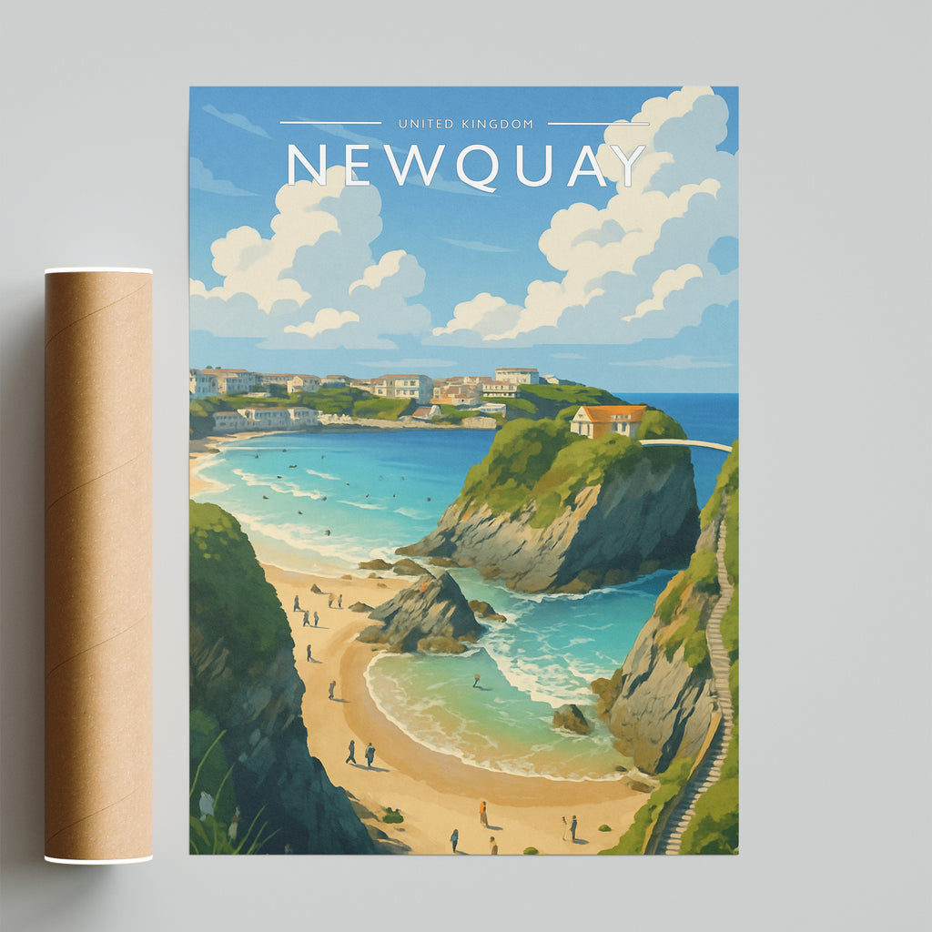 Newquay #2 Travel Poster - fine art print with shipping tube