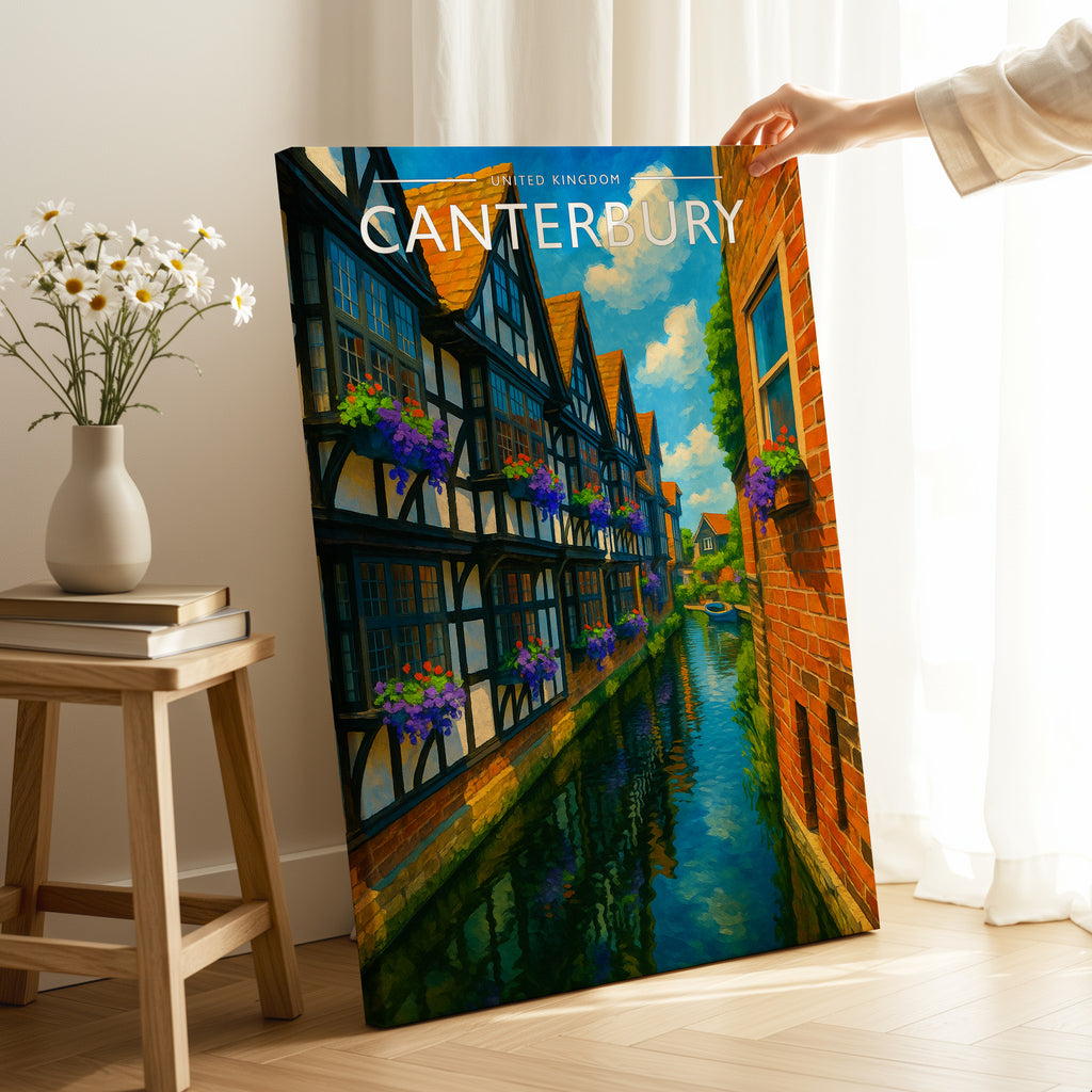 Canterbury Travel Poster as a gallery-wrapped canvas