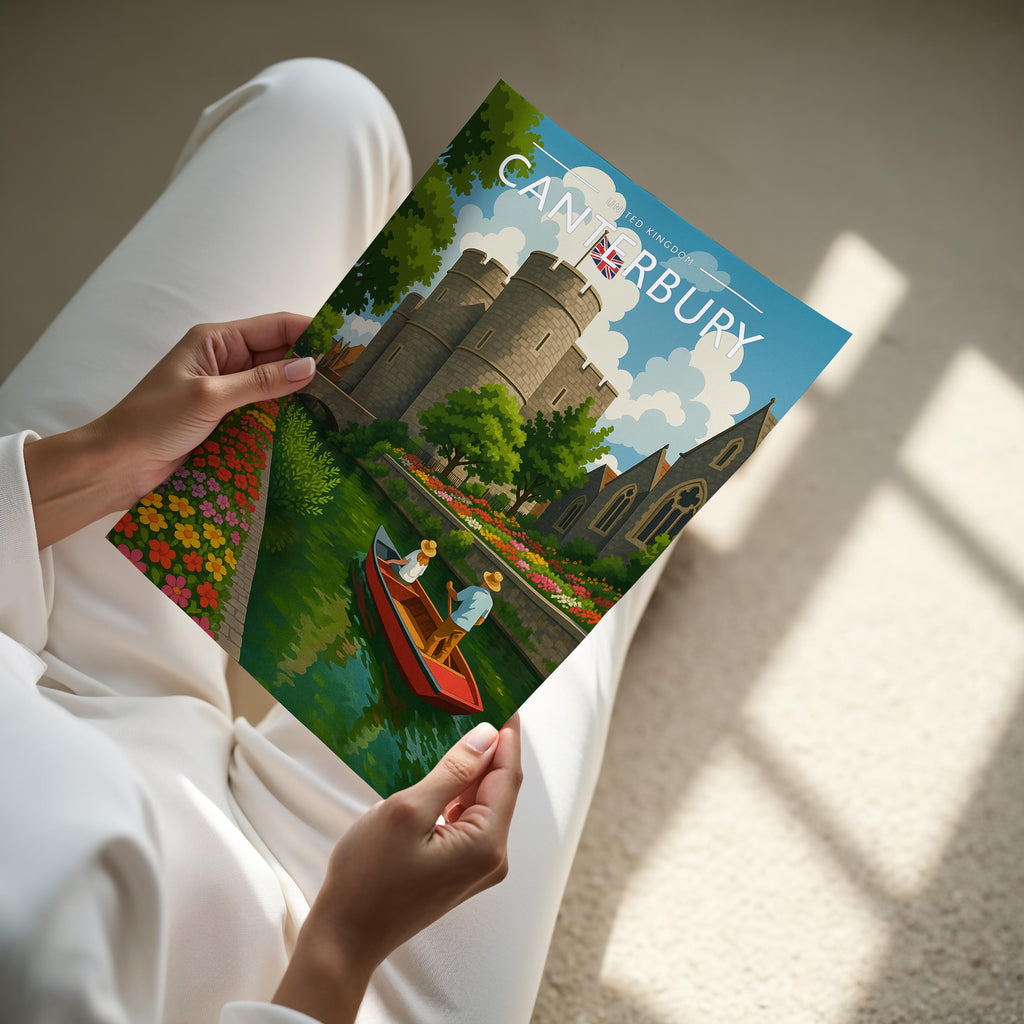 Canterbury #2 Travel Poster - A4 print held in hand