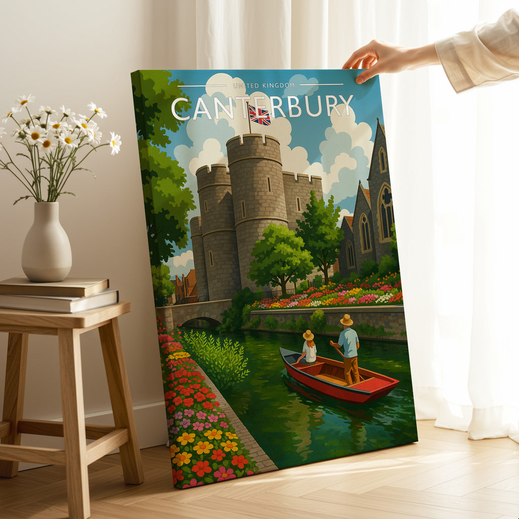 Canterbury #2 Travel Poster as a gallery-wrapped canvas