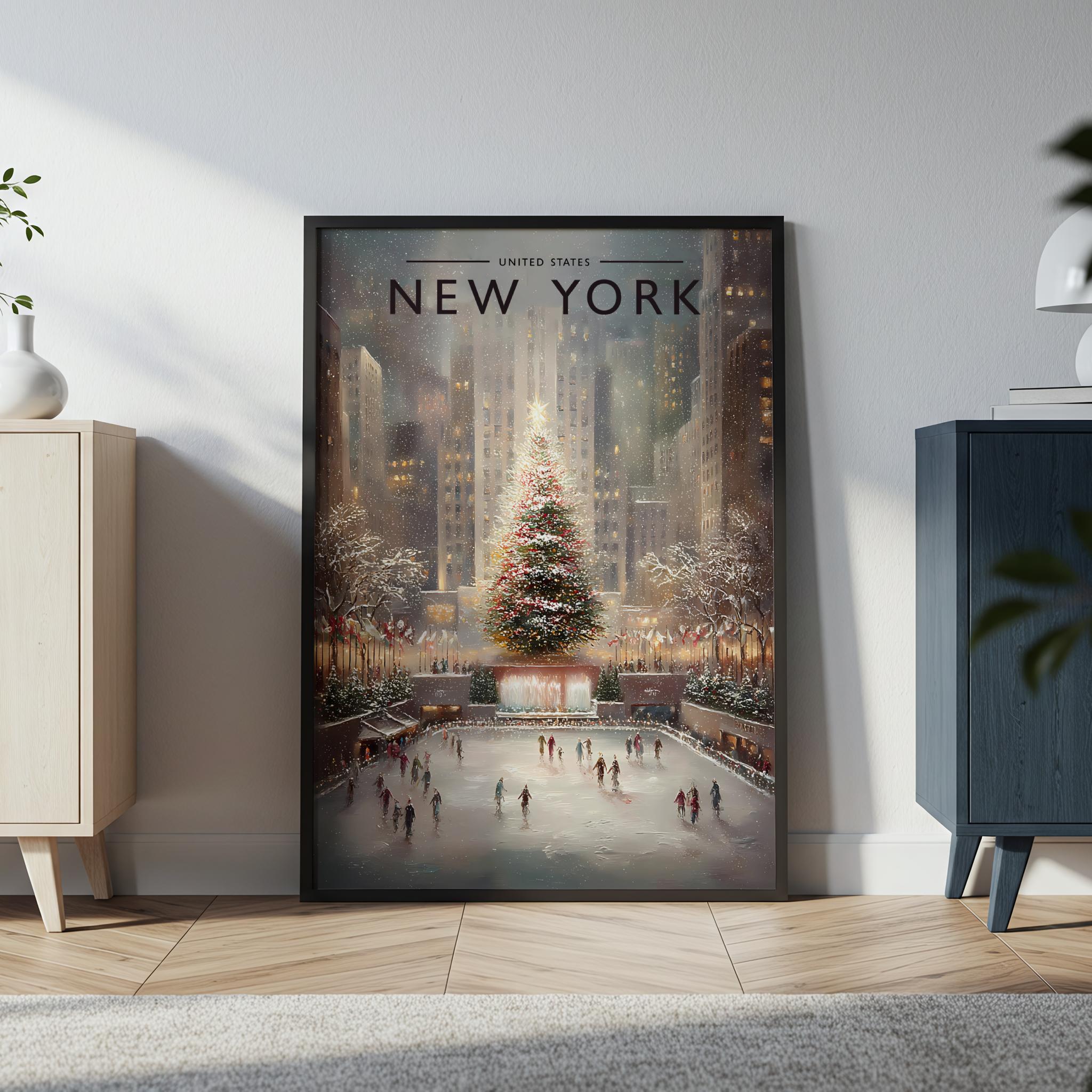 New York #2 Travel Poster in a black frame