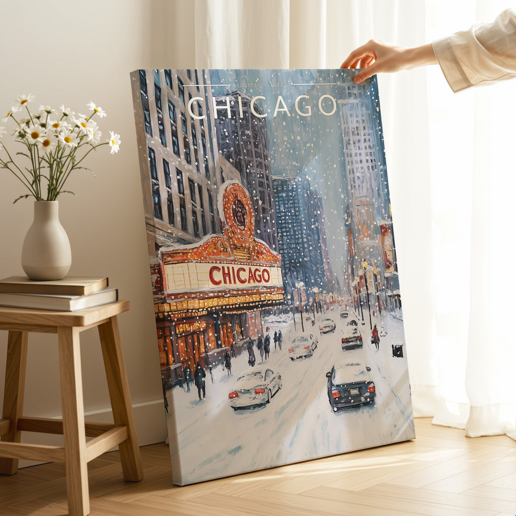 Chicago #2 Travel Poster as a gallery-wrapped canvas