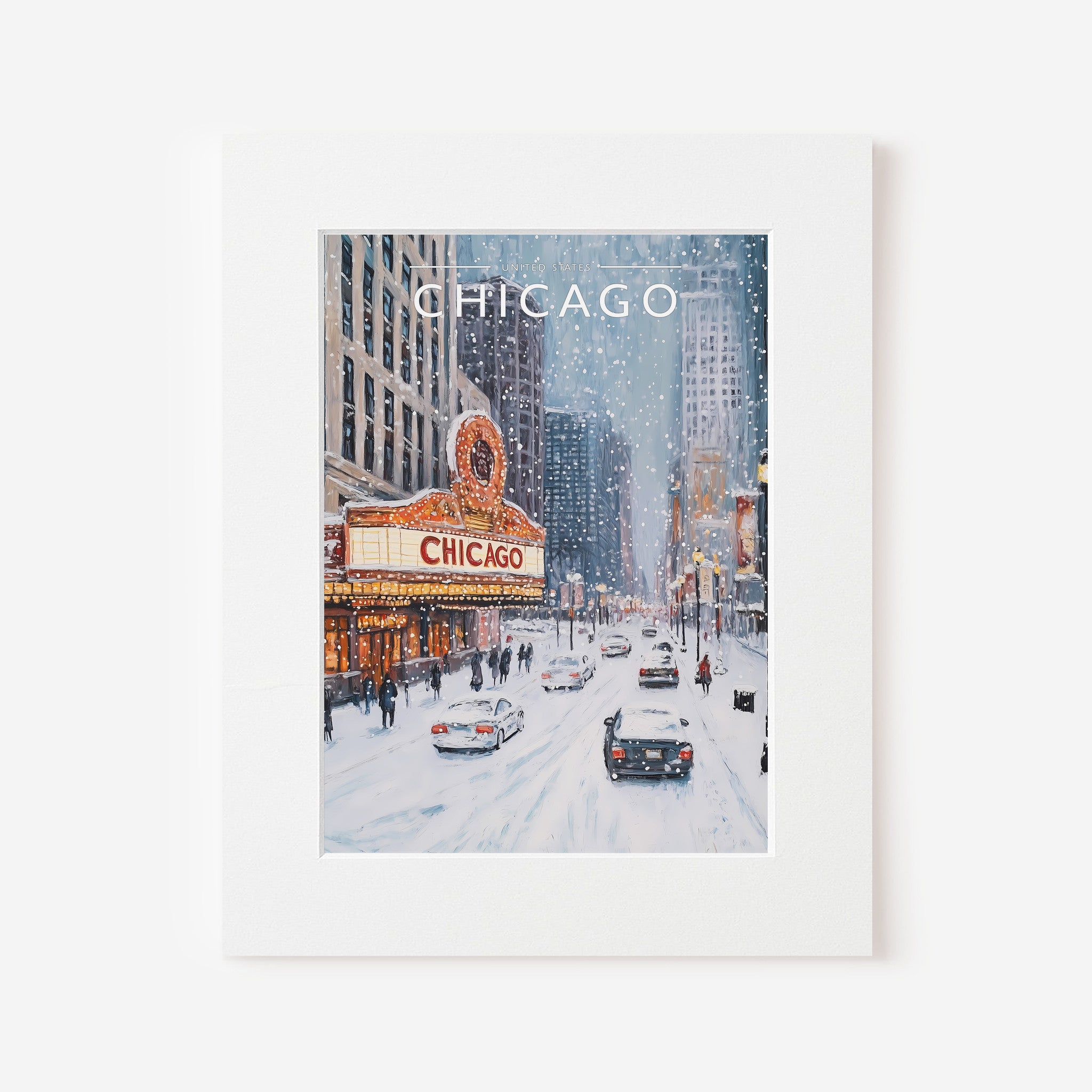 Chicago #2 Travel Poster in a white mount