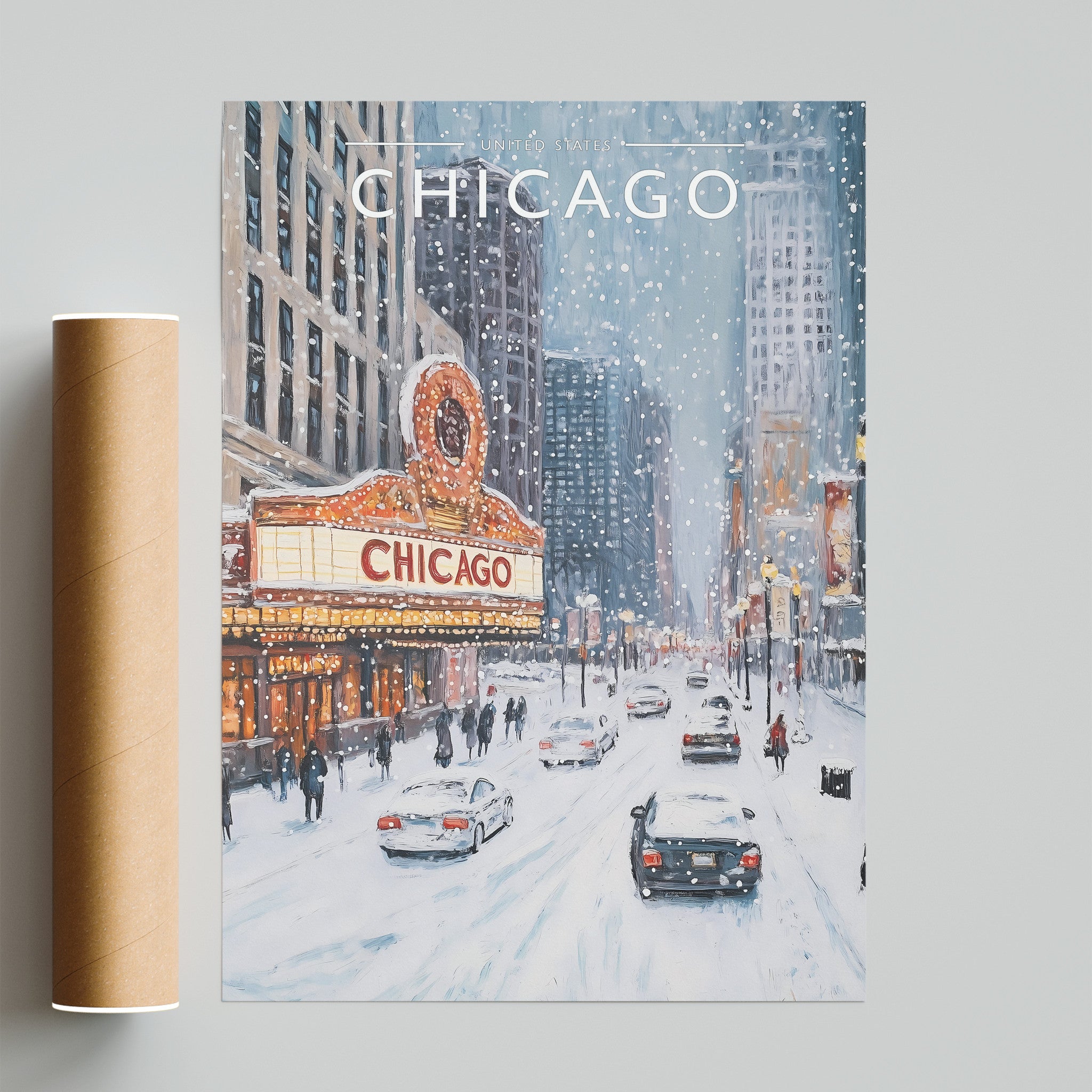 Chicago #2 Travel Poster - fine art print with shipping tube