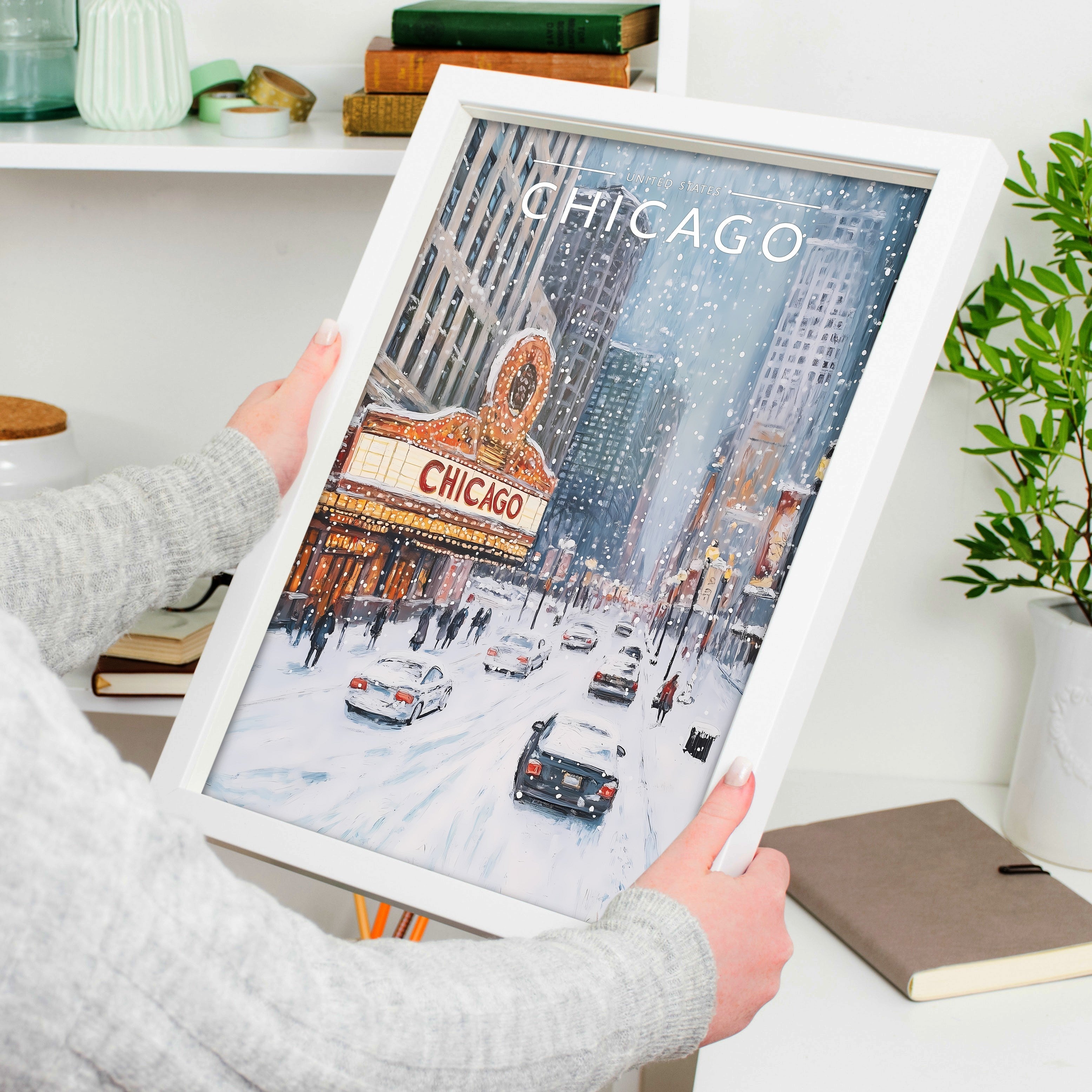 Chicago #2 Travel Poster held in a white frame