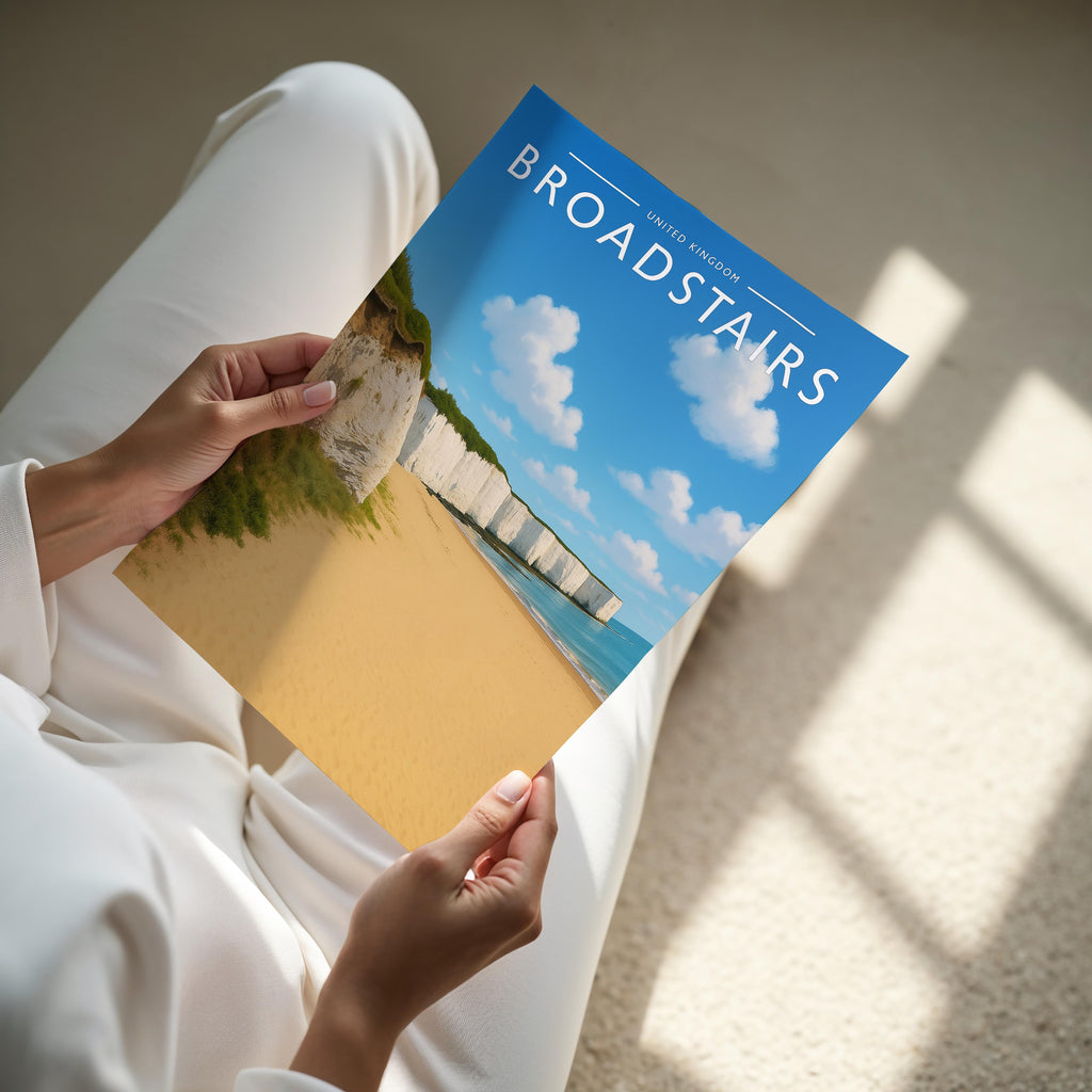 Broadstairs Travel Poster - A4 print held in hand