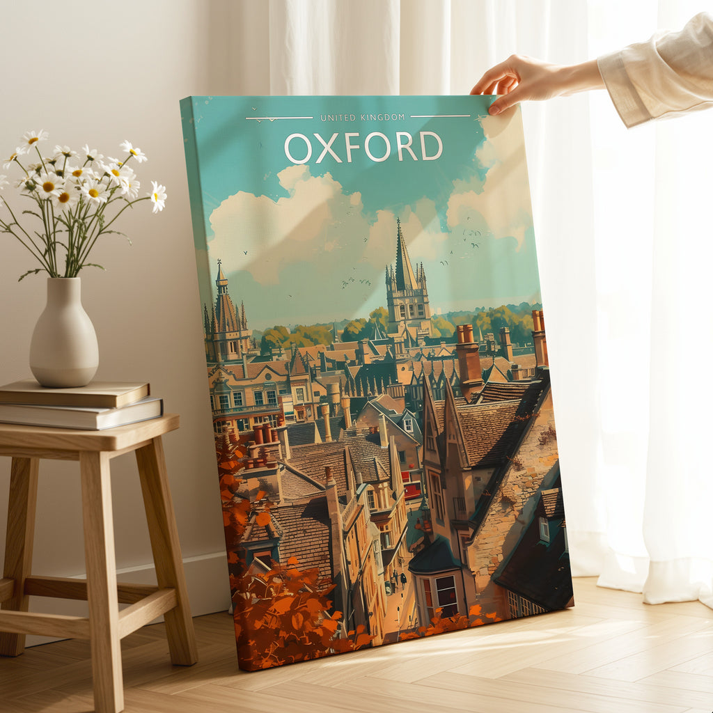 Oxford Travel Poster as a gallery-wrapped canvas