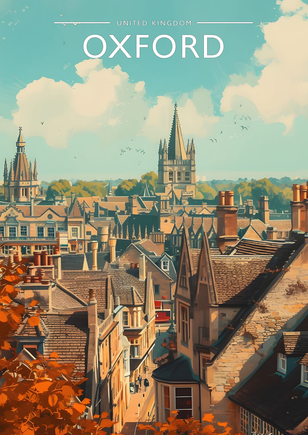 Oxford Travel Poster - A4 travel poster print