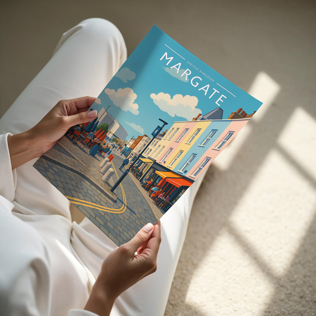 Margate Travel Poster - A4 print held in hand