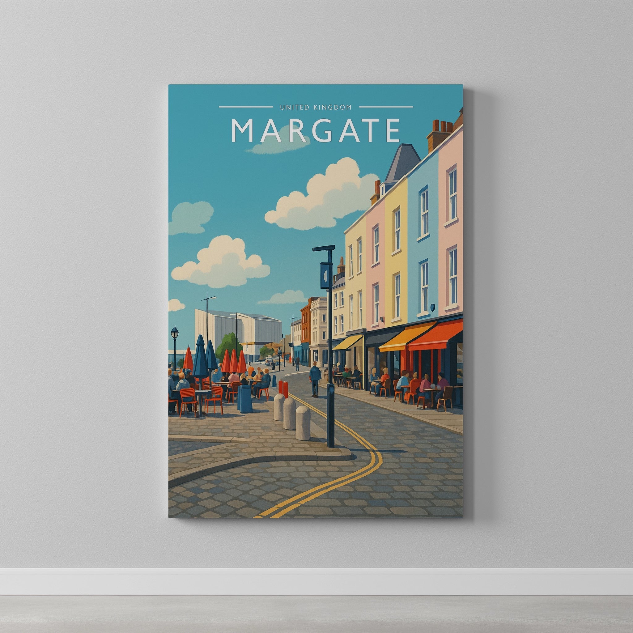 Margate Travel Poster as a gallery-wrapped canvas on a plain wall
