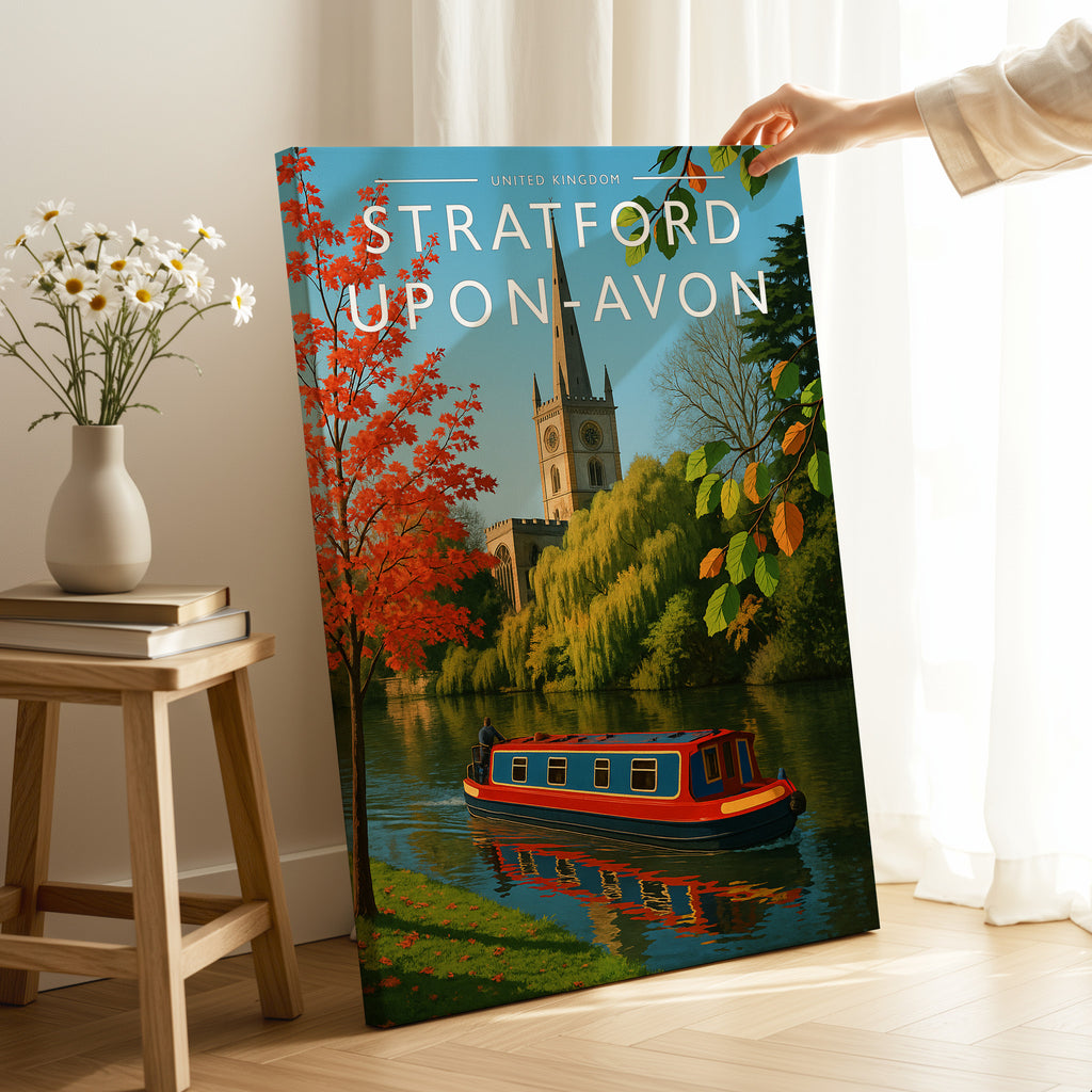 Stratford-upon-Avon Travel Poster as a gallery-wrapped canvas