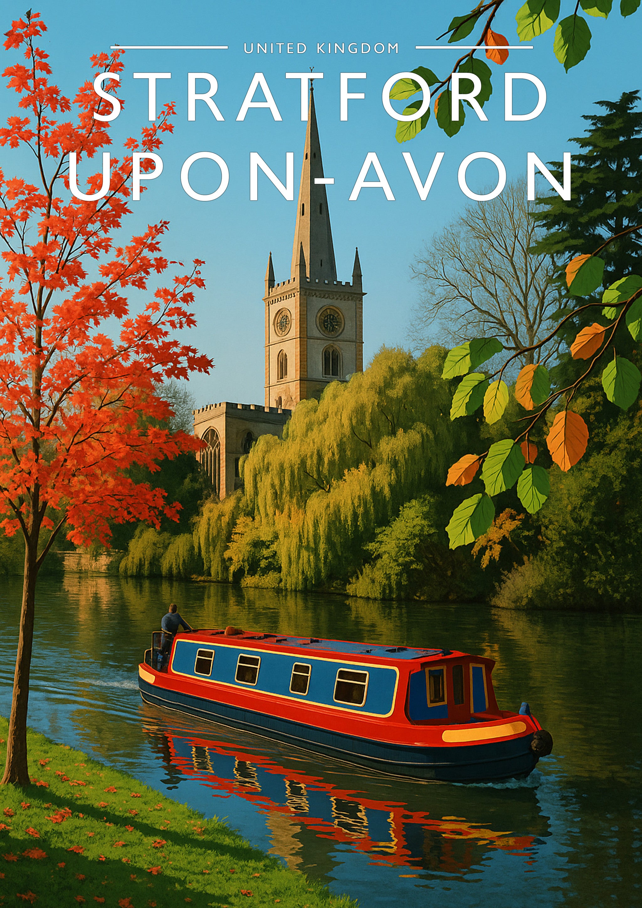 Stratford-upon-Avon Travel Poster - A4 travel poster print
