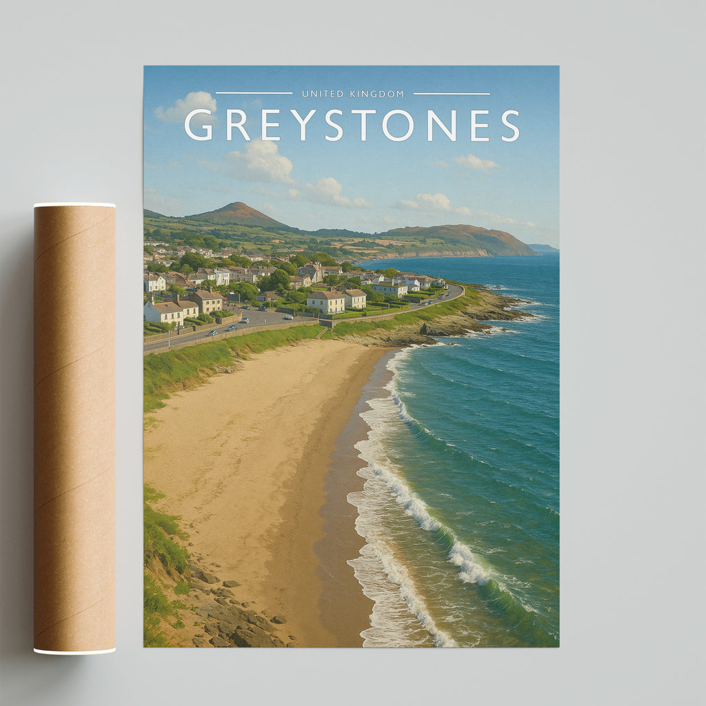 Greystones Travel Poster - fine art print with shipping tube