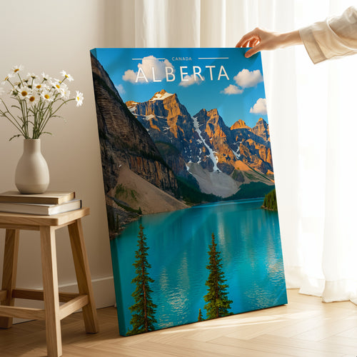 Alberta Travel Poster as a gallery-wrapped canvas