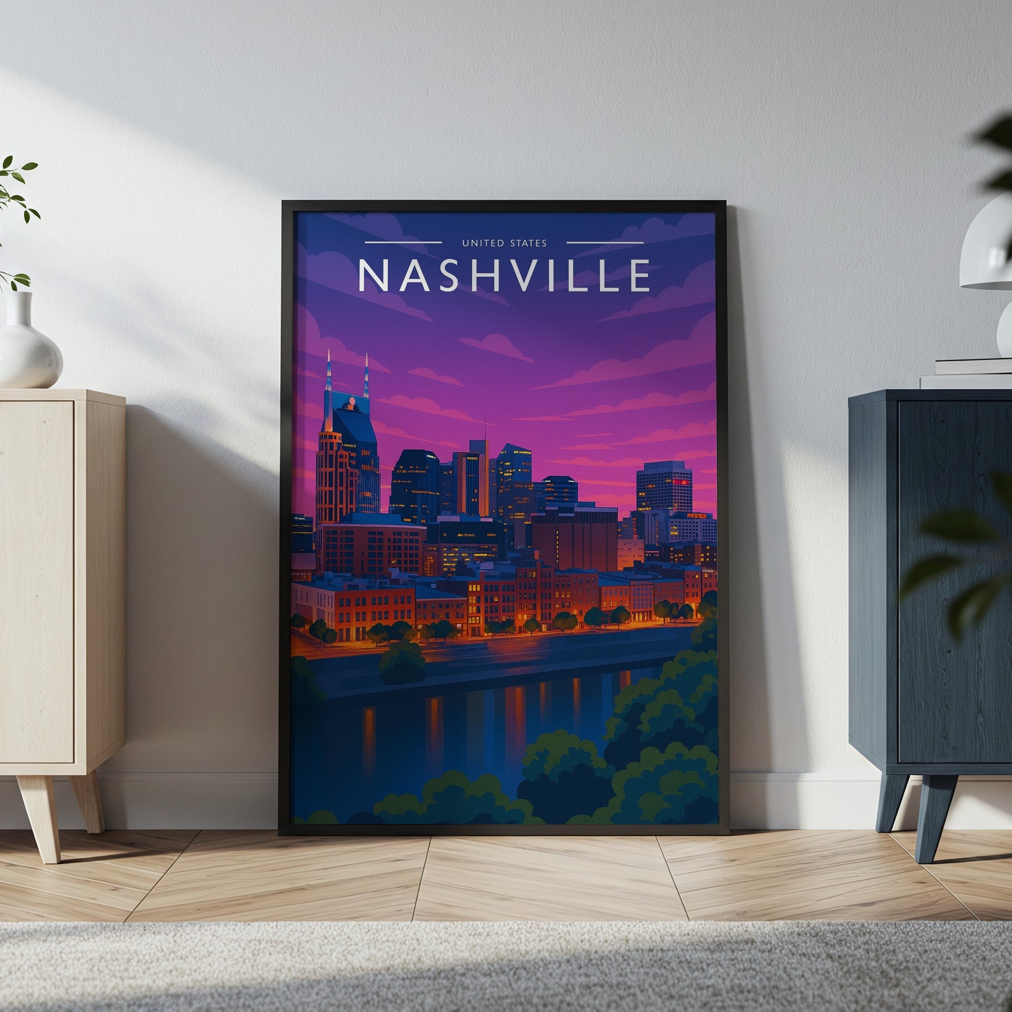 Nashville #2 Travel Poster in a black frame