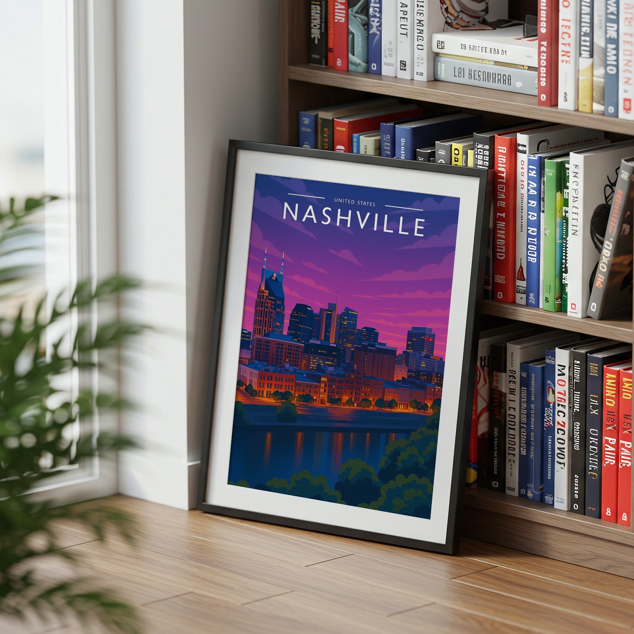 Nashville #2 Travel Poster mounted in a black frame