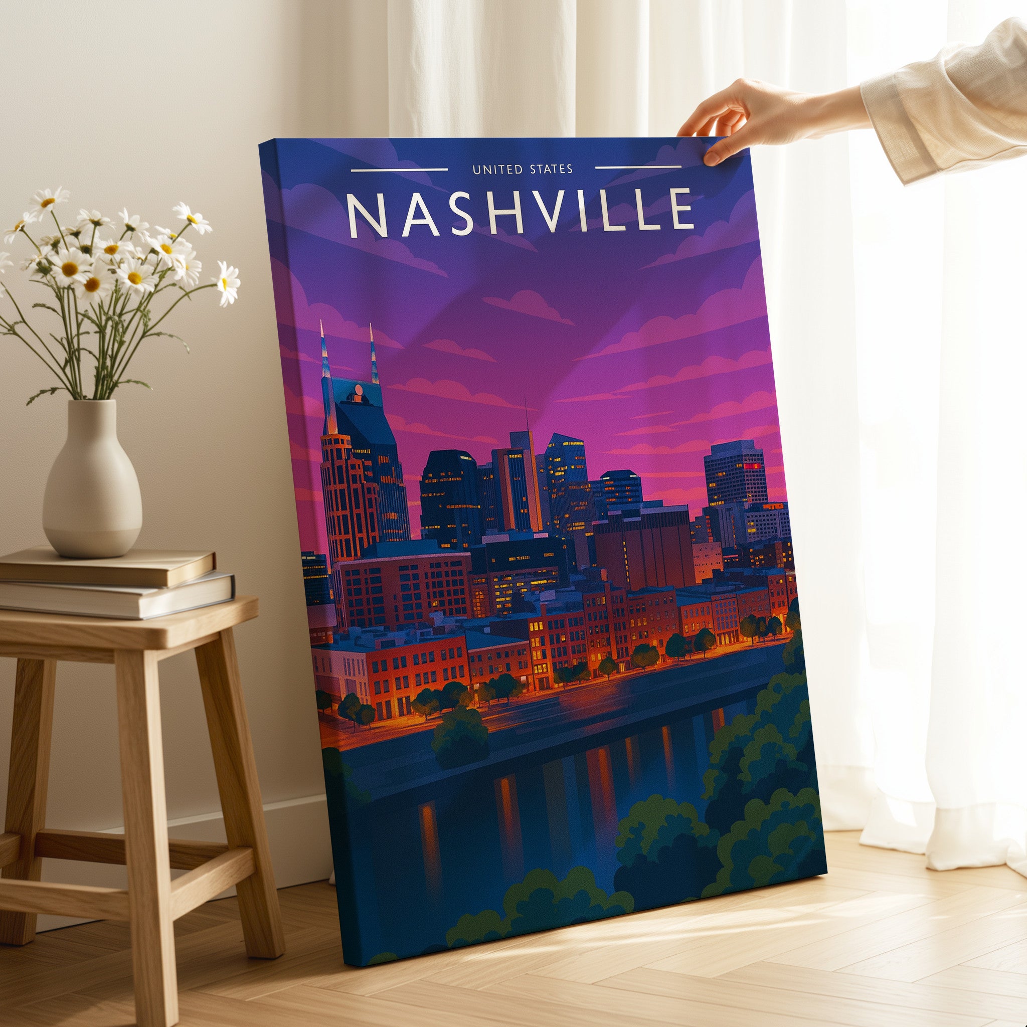 Nashville #2 Travel Poster as a gallery-wrapped canvas