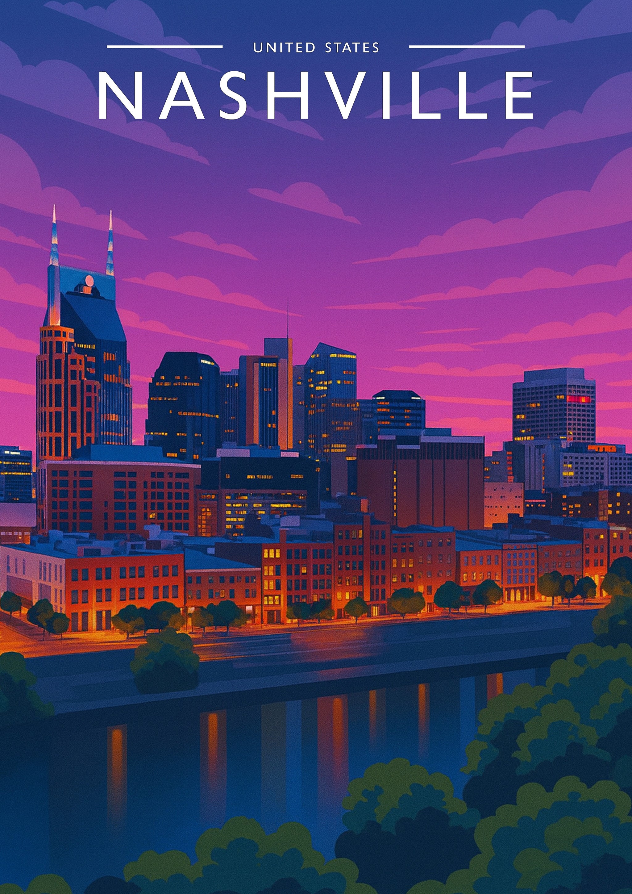 Nashville #2 Travel Poster - A4 travel poster print