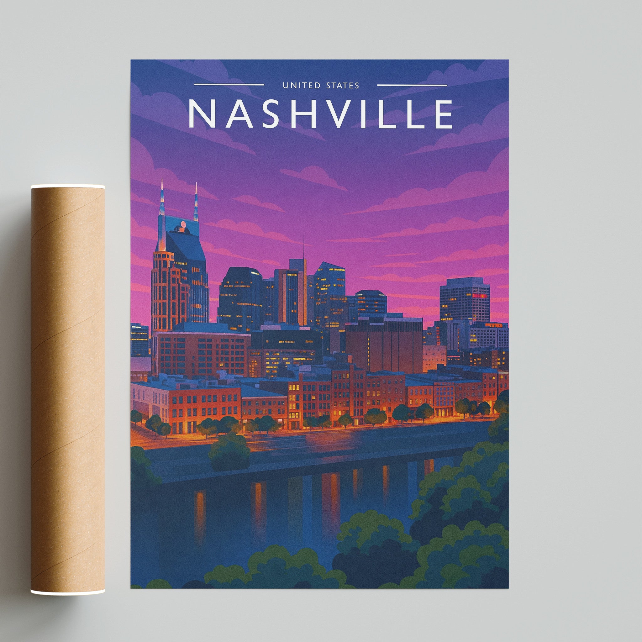 Nashville #2 Travel Poster - fine art print with shipping tube