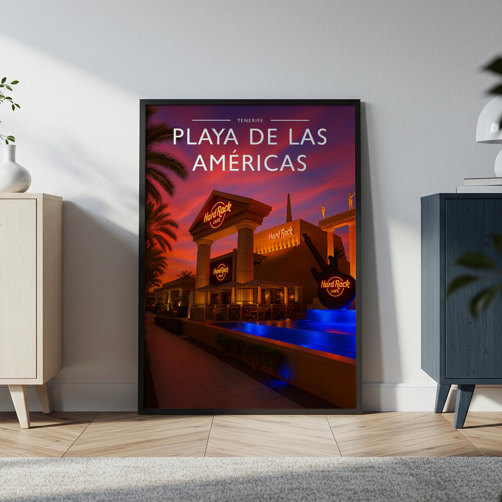 Playa de las Américas Travel Poster in a black frame