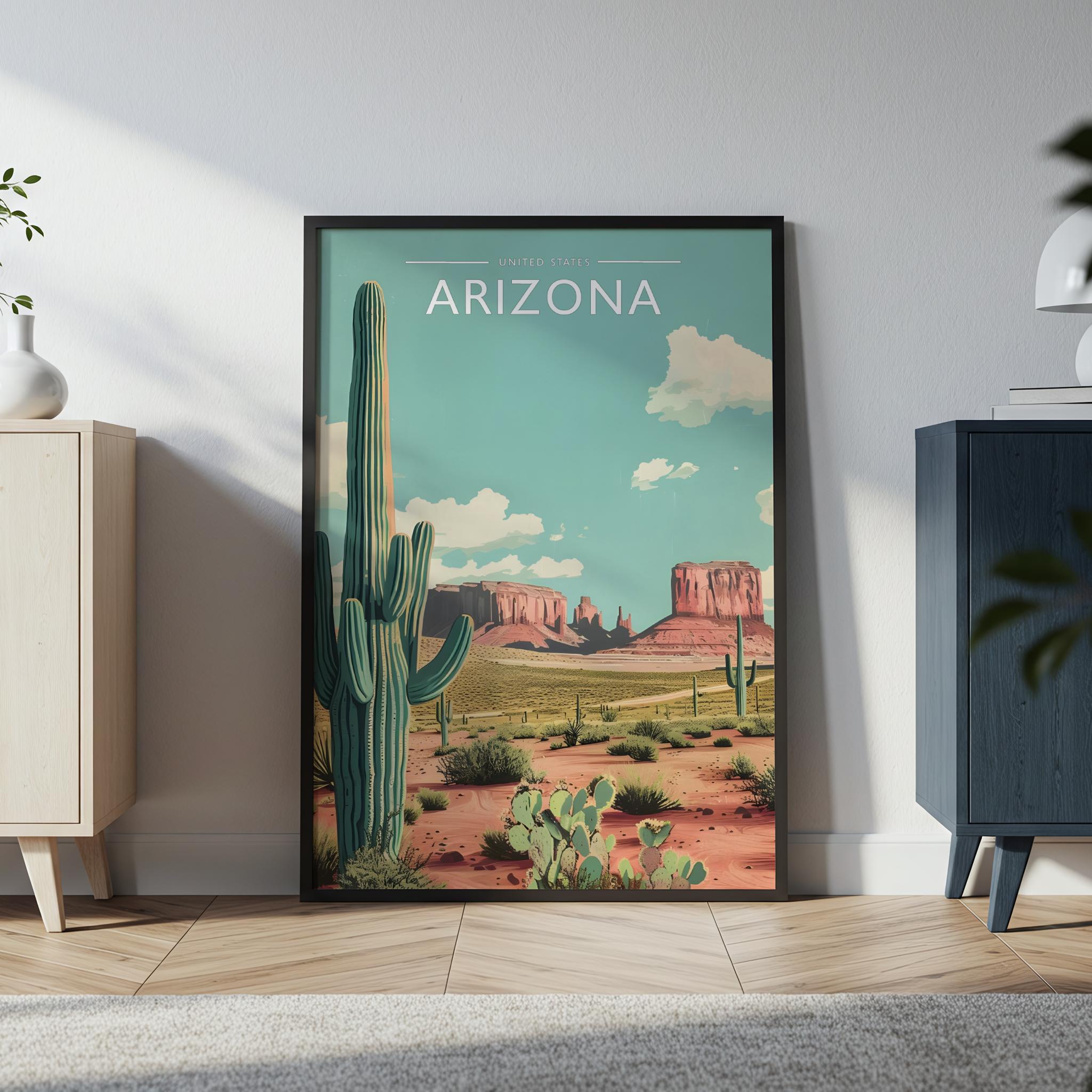 Arizona Travel Poster in a black frame