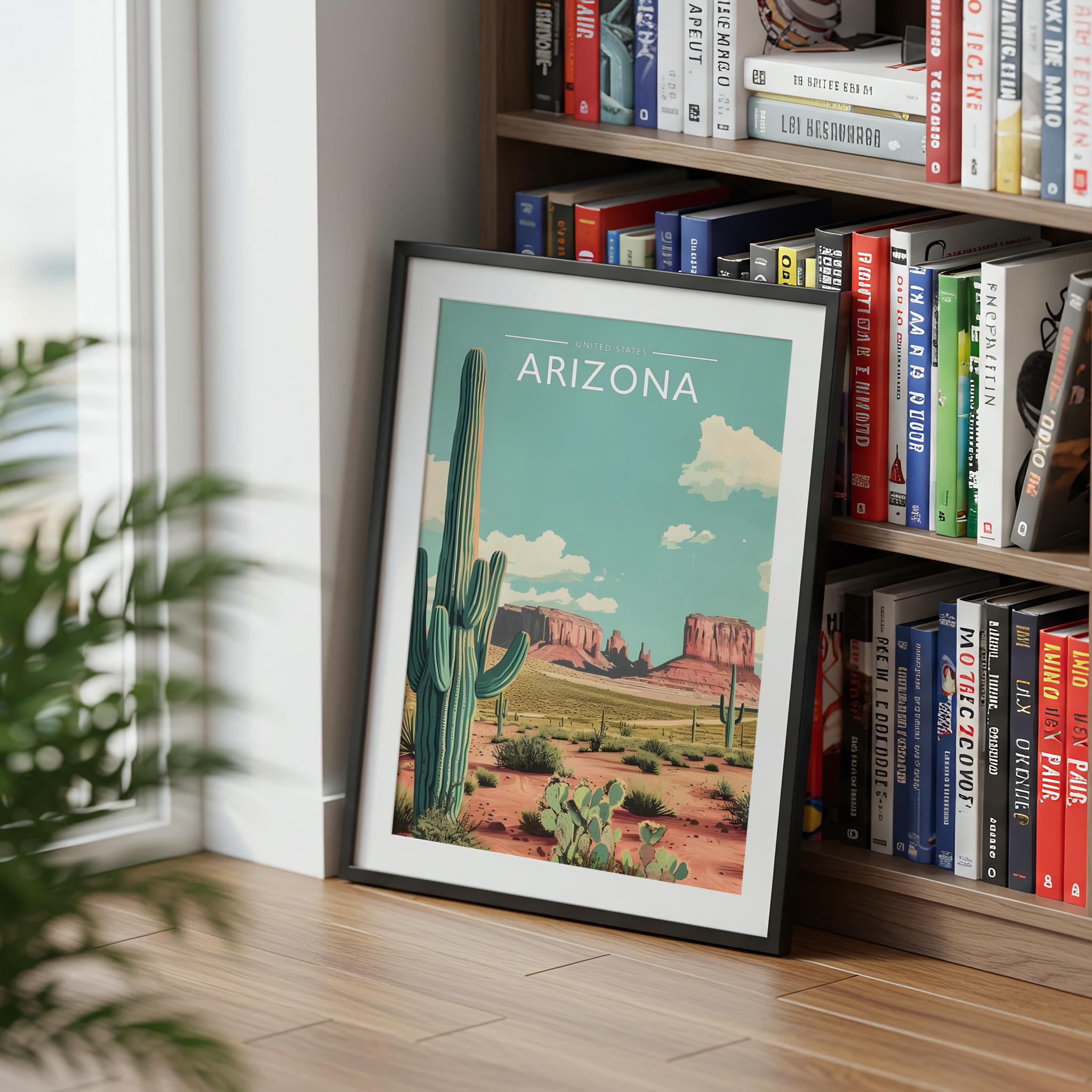 Arizona Travel Poster mounted in a black frame