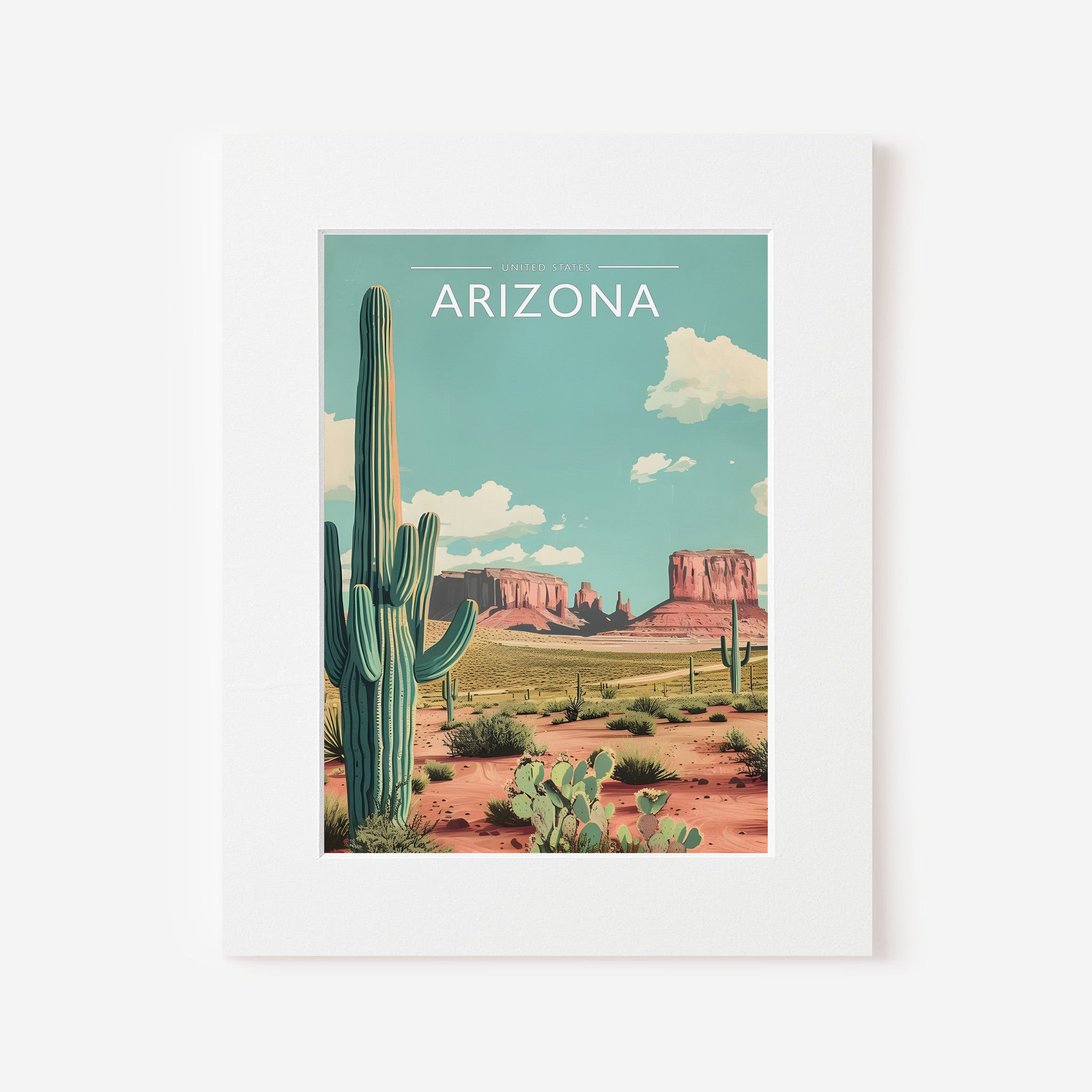 Arizona Travel Poster in a white mount