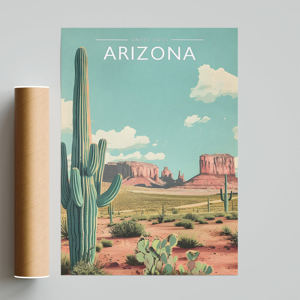 Arizona Travel Poster - fine art print with shipping tube