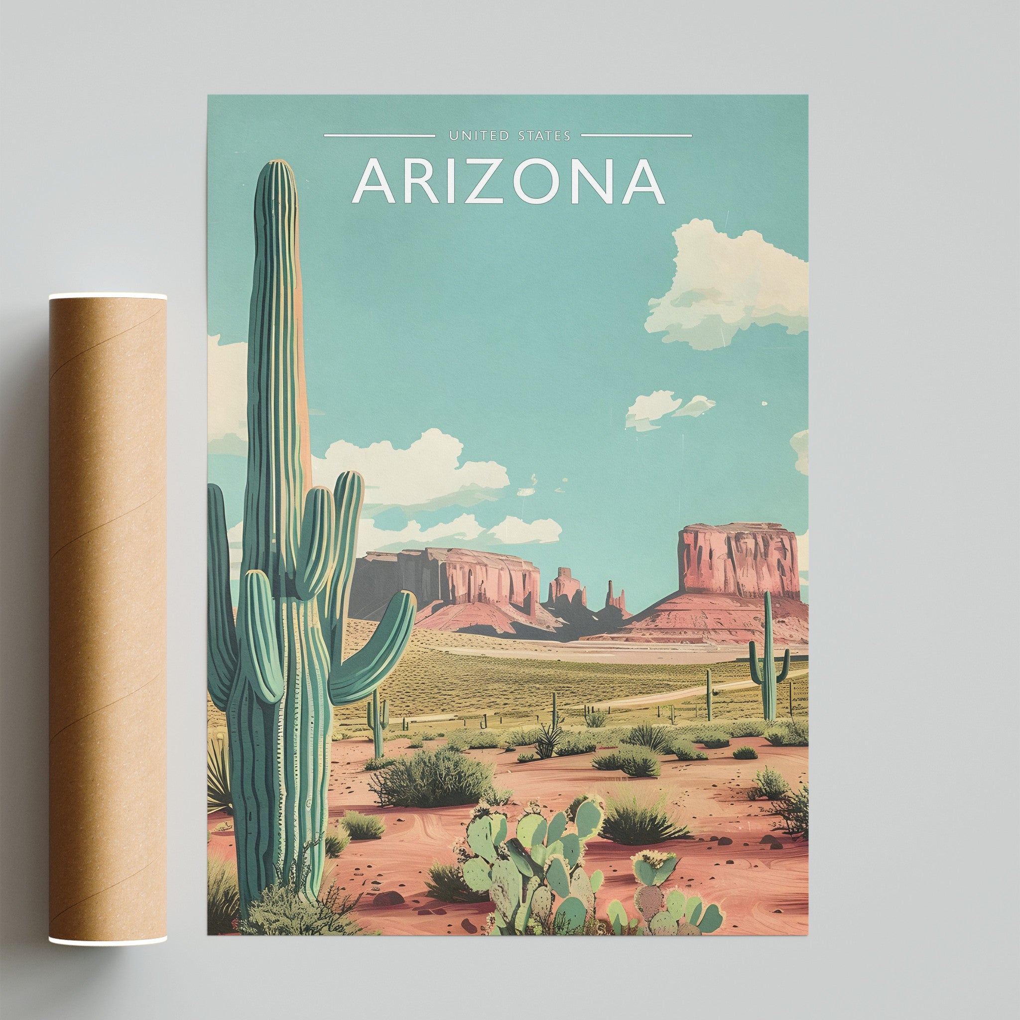 Arizona Travel Poster - fine art print with shipping tube