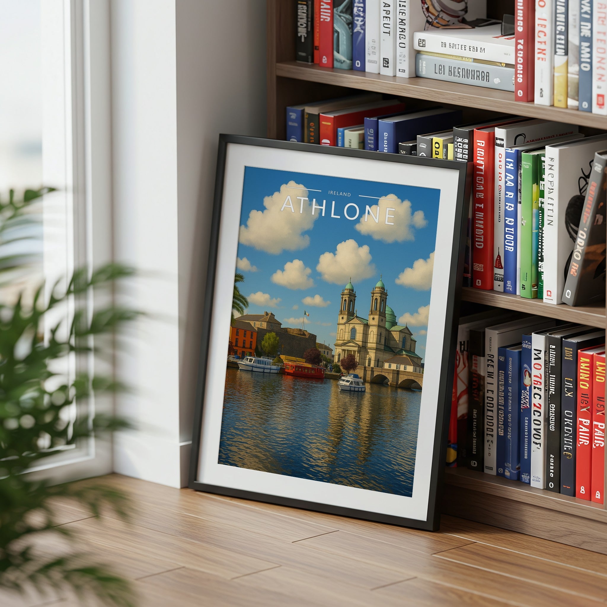 Athlone Travel Poster mounted in a black frame